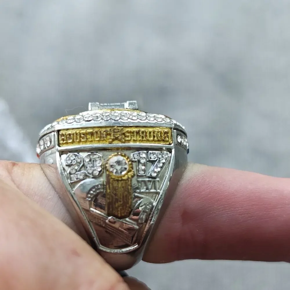 Houston Astros World Champions Men’s Engraved Ring Size 11 Silver/Gold CZ